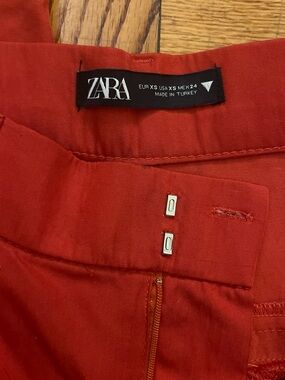 ZARA Red Tailored Waistband Trousers